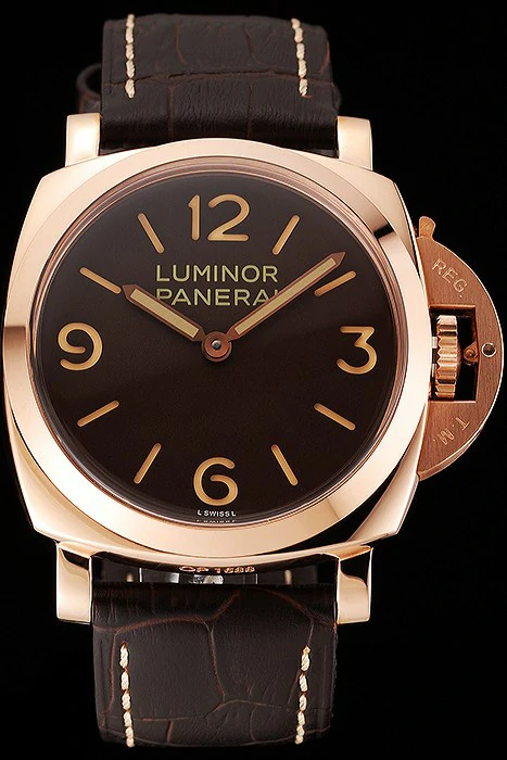 Panerai Luminor Brown Dial Rose Gold Case Brown Leather Strap new123946